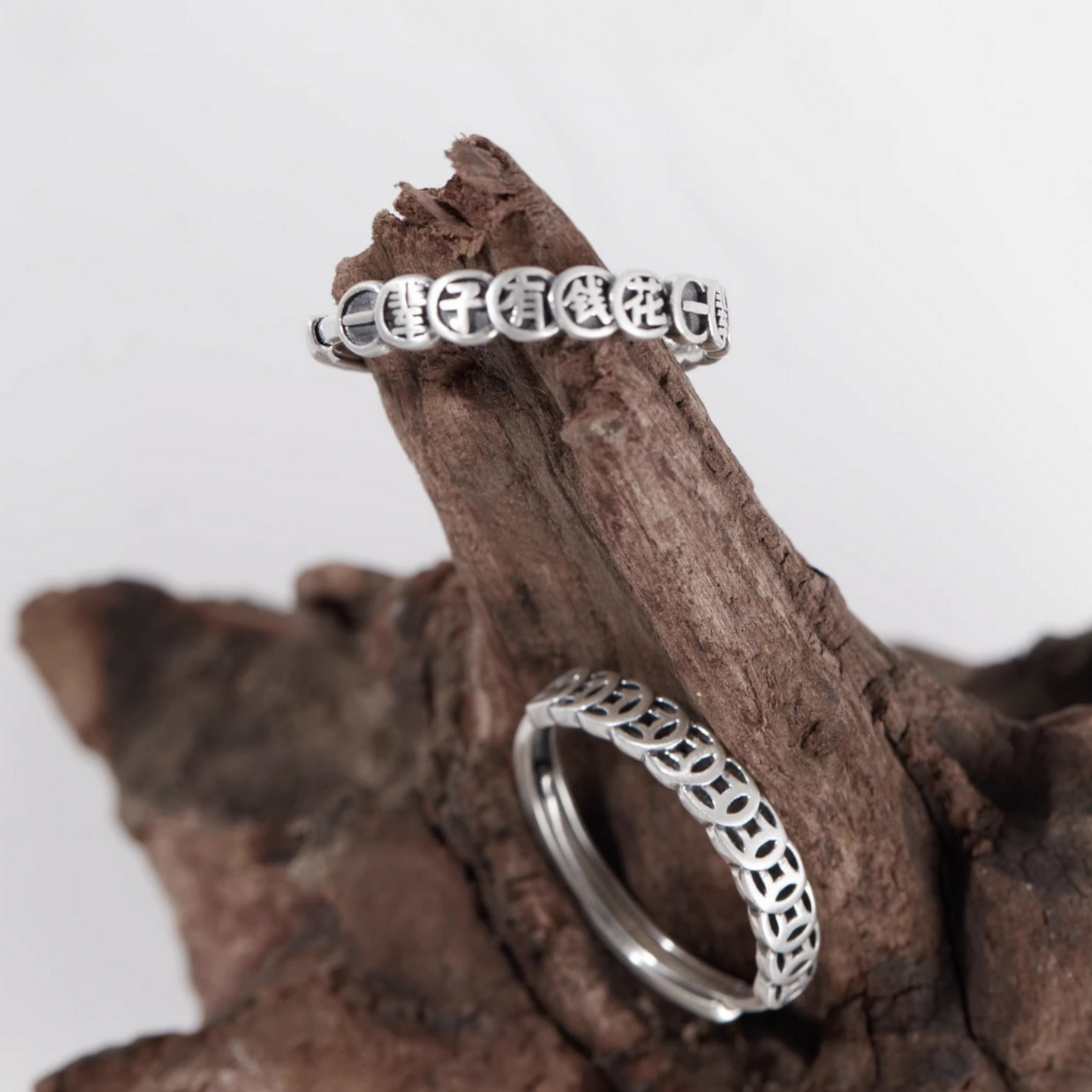 s925 Sterling Silver Vintage Chinese Wealth Coin Ring