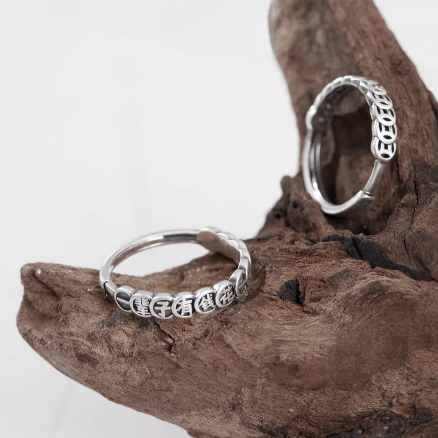 s925 Sterling Silver Vintage Chinese Wealth Coin Ring