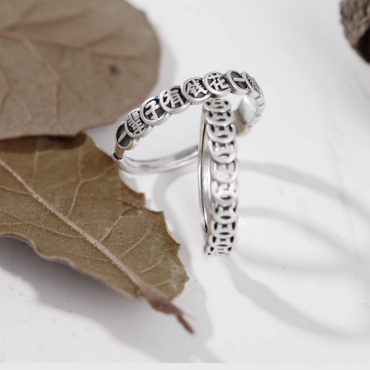 s925 Sterling Silver Vintage Chinese Wealth Coin Ring