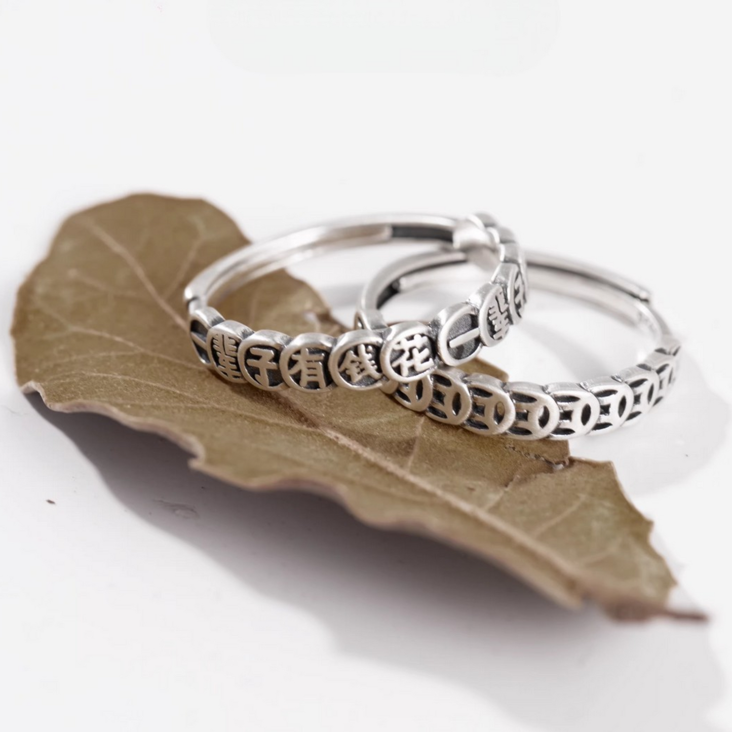 s925 Sterling Silver Vintage Chinese Wealth Coin Ring