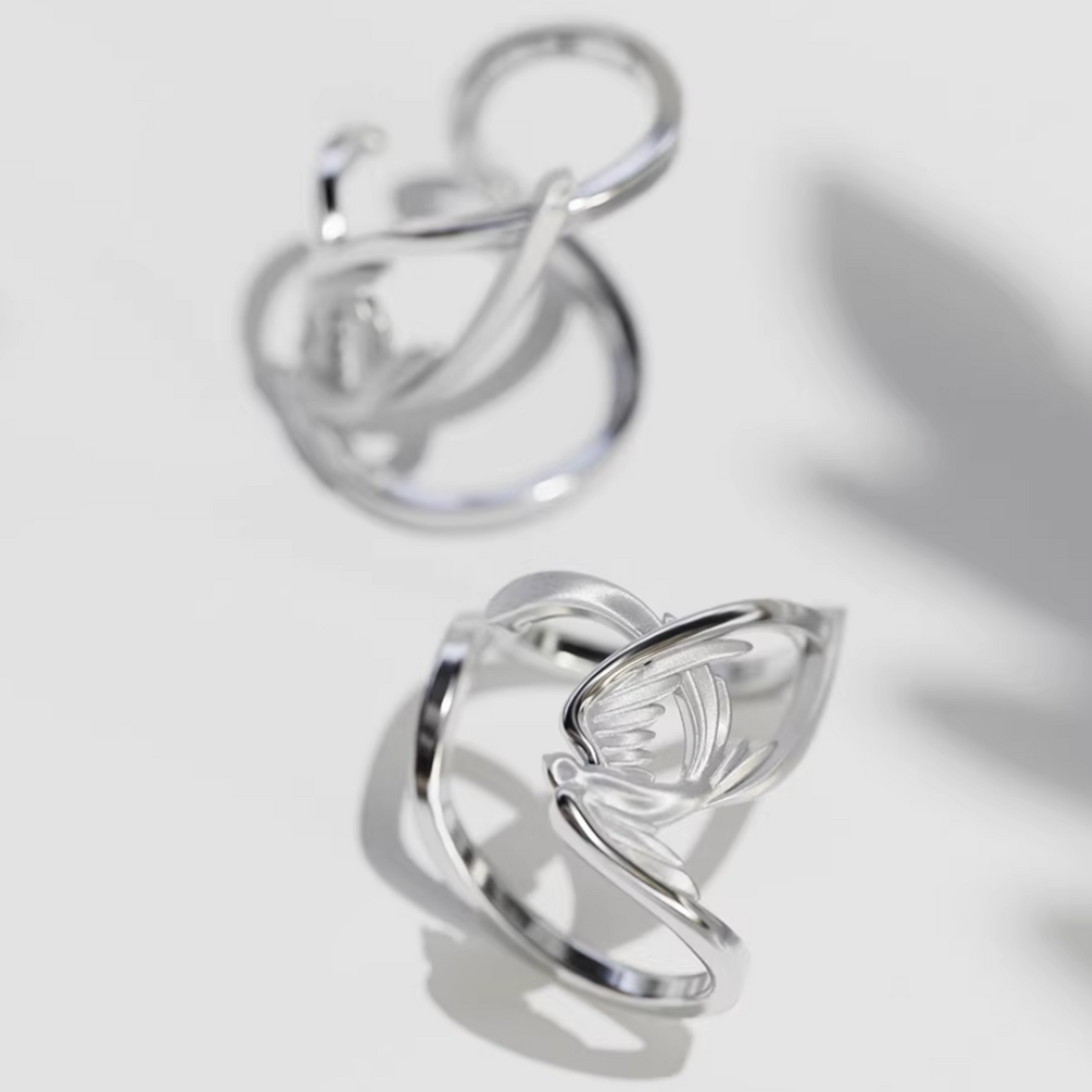S925 Sterling Silver Matt Swallow Bird Ear Cuff Women Luxury