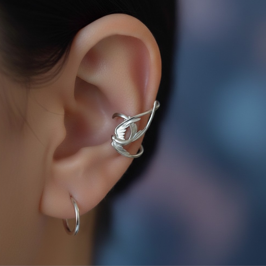 S925 Sterling Silver Matt Swallow Bird Ear Cuff Women Luxury