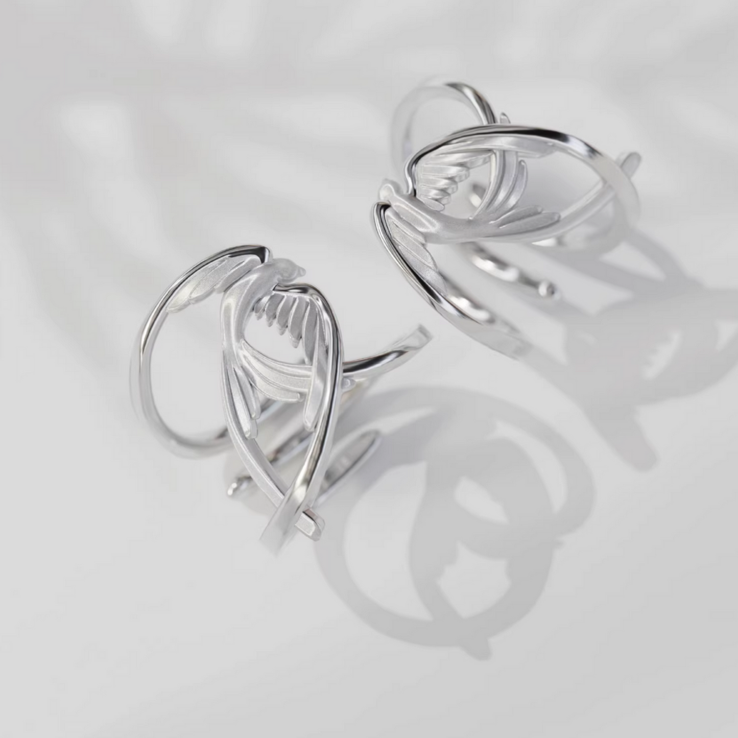 S925 Sterling Silver Matt Swallow Bird Open Band Ring