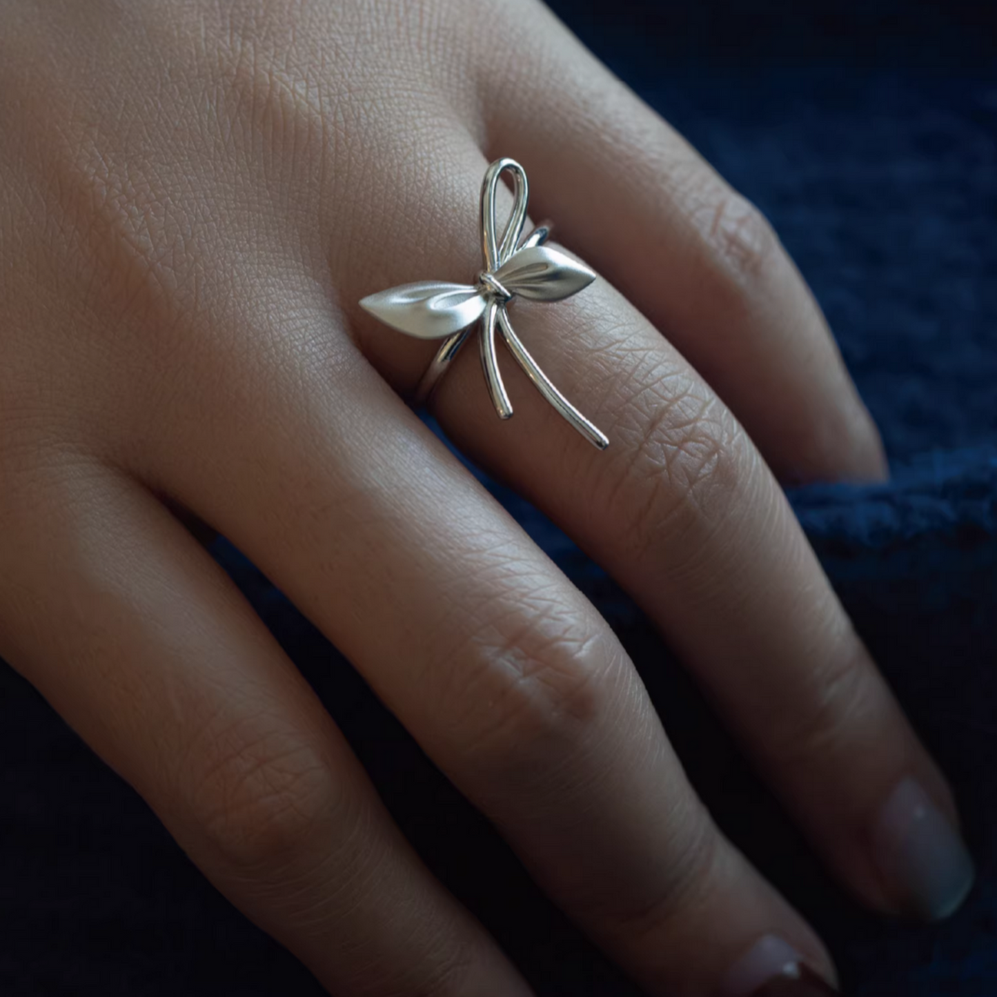 S925 Sterling Silver Bow Tie Luxurious Women Ring