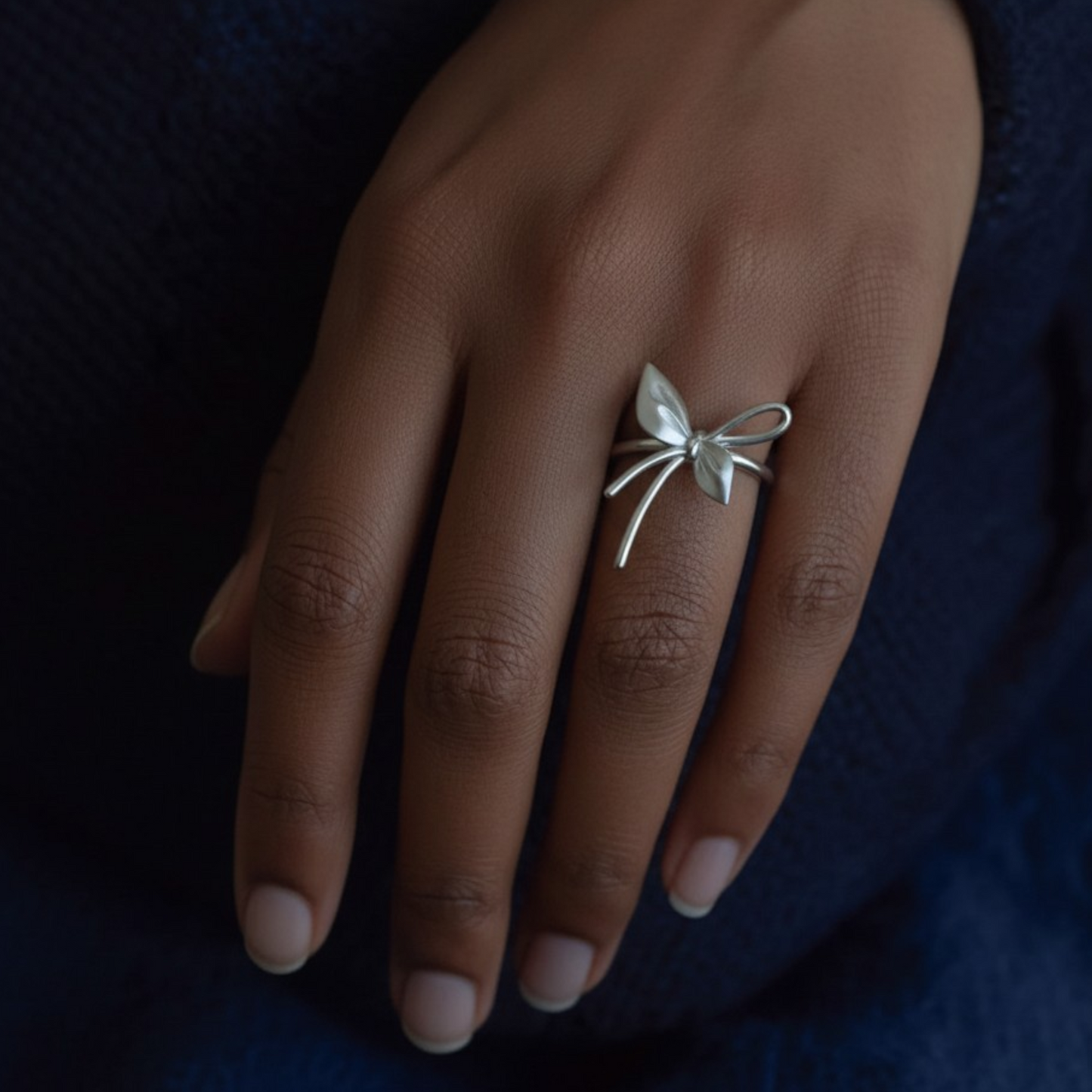 S925 Sterling Silver Bow Tie Luxurious Women Ring