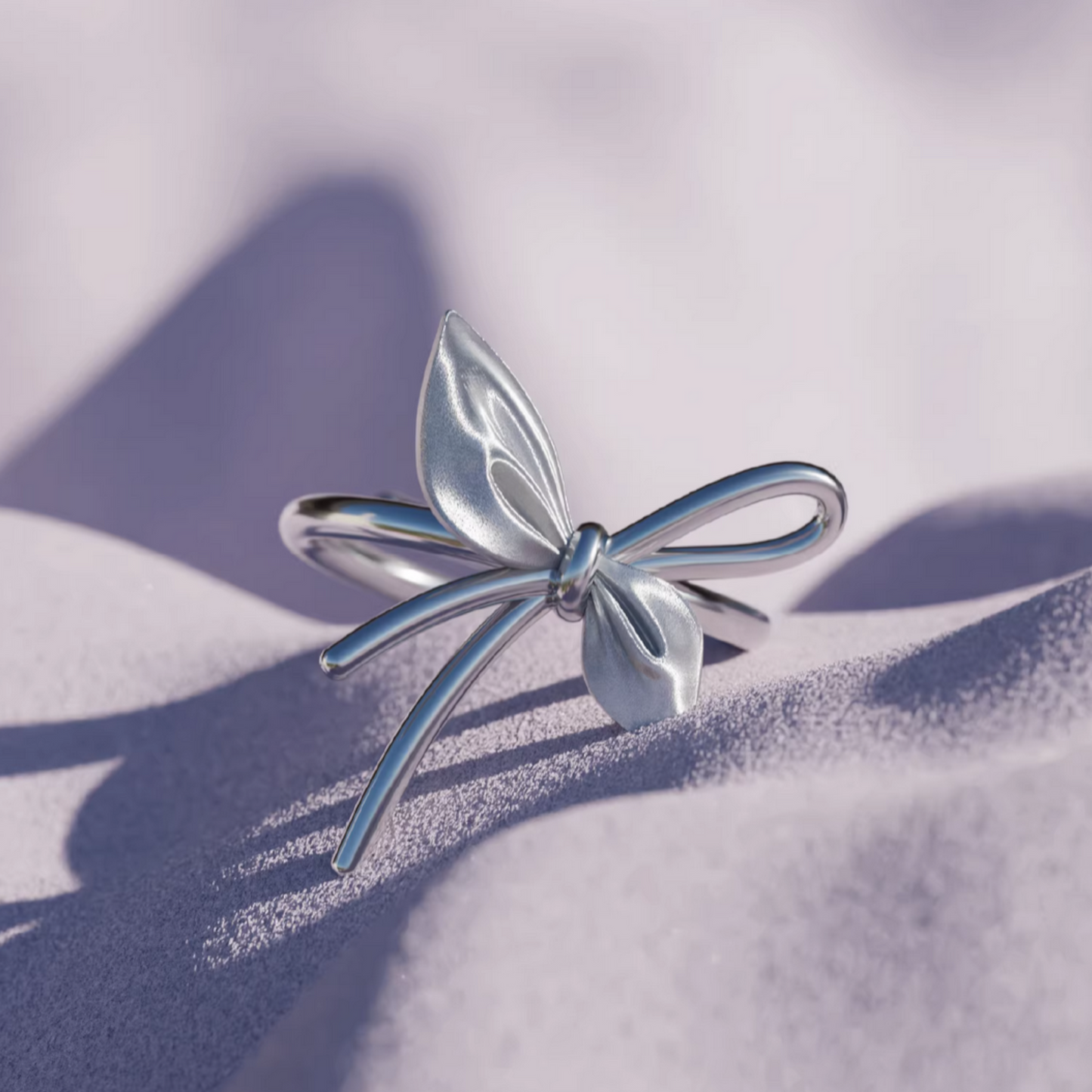 S925 Sterling Silver Bow Tie Luxurious Women Ring