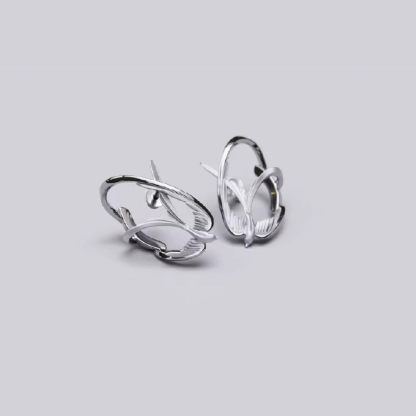 S925 Sterling Silver Matt Swallow Bird Stud Earrings