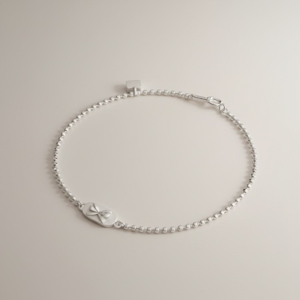 S925 Sterling Silver Bow Tie Beads Bracelet