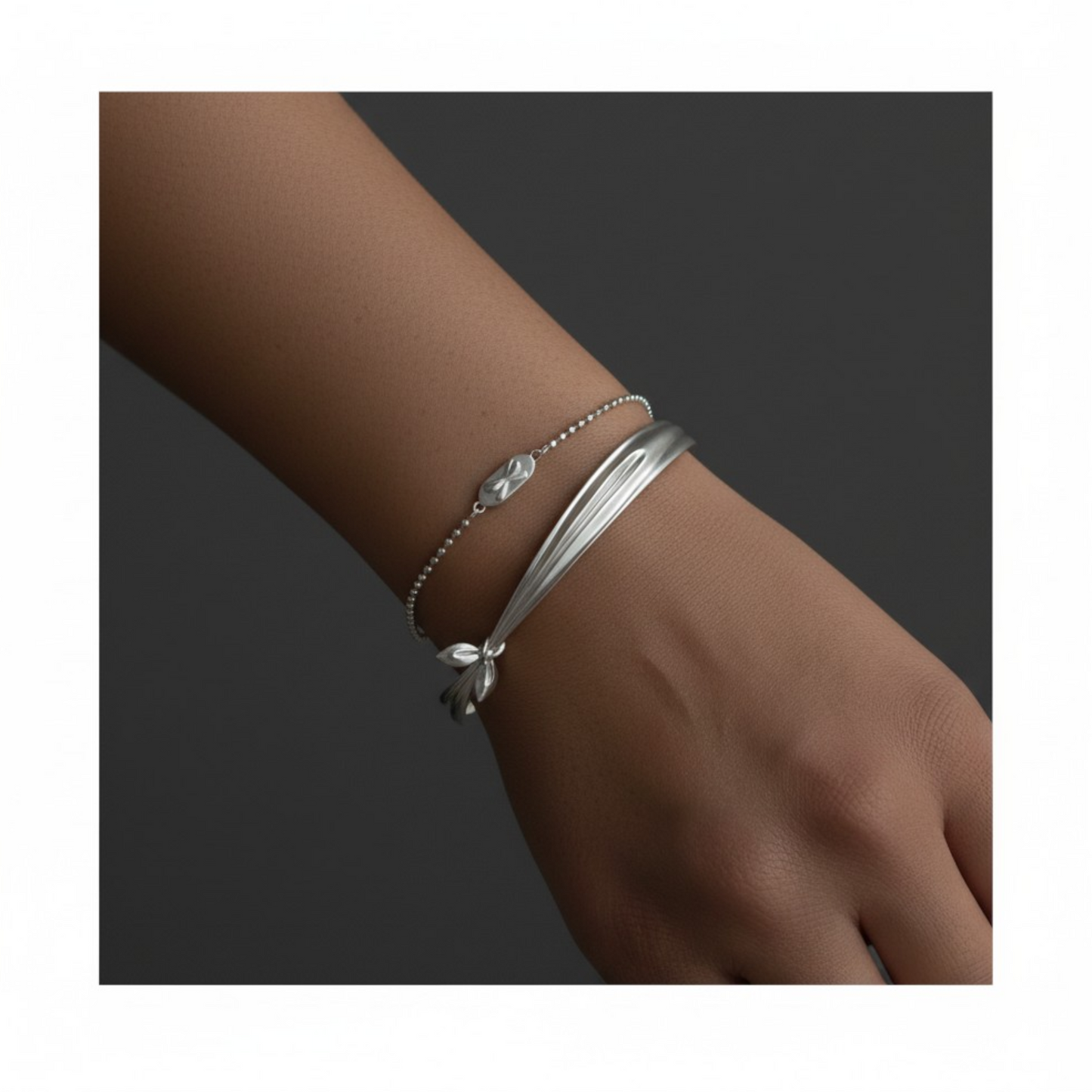 S925 Sterling Silver Bow Tie Beads Bracelet