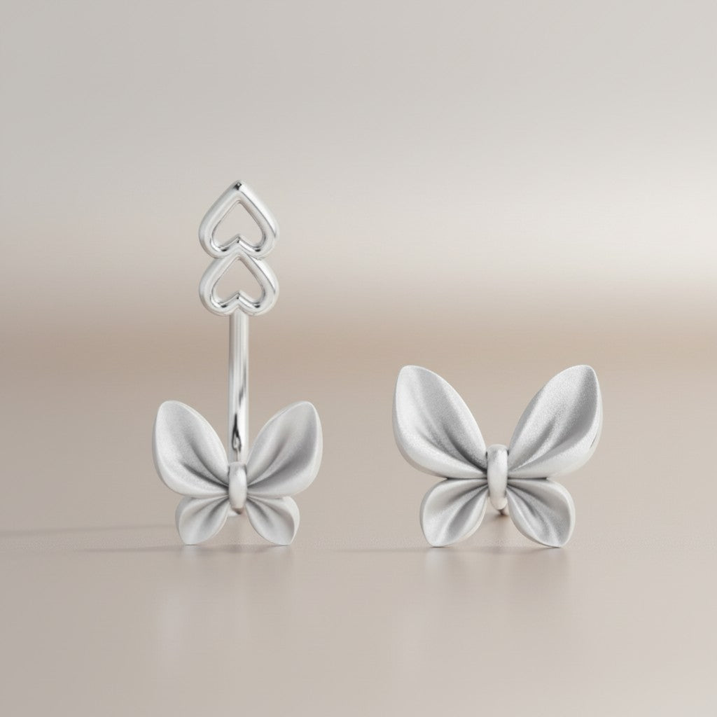 S925 Sterling Silver Matt Butterfly Stud Earrings