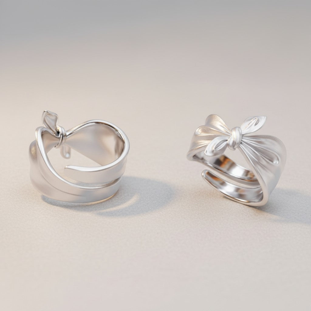 S925 Sterling Silver Bow Tie knot Luxurious Women Ring