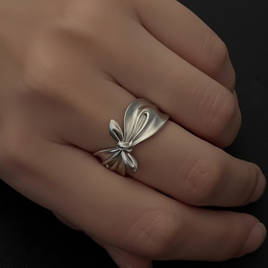 S925 Sterling Silver Bow Tie knot Luxurious Women Ring
