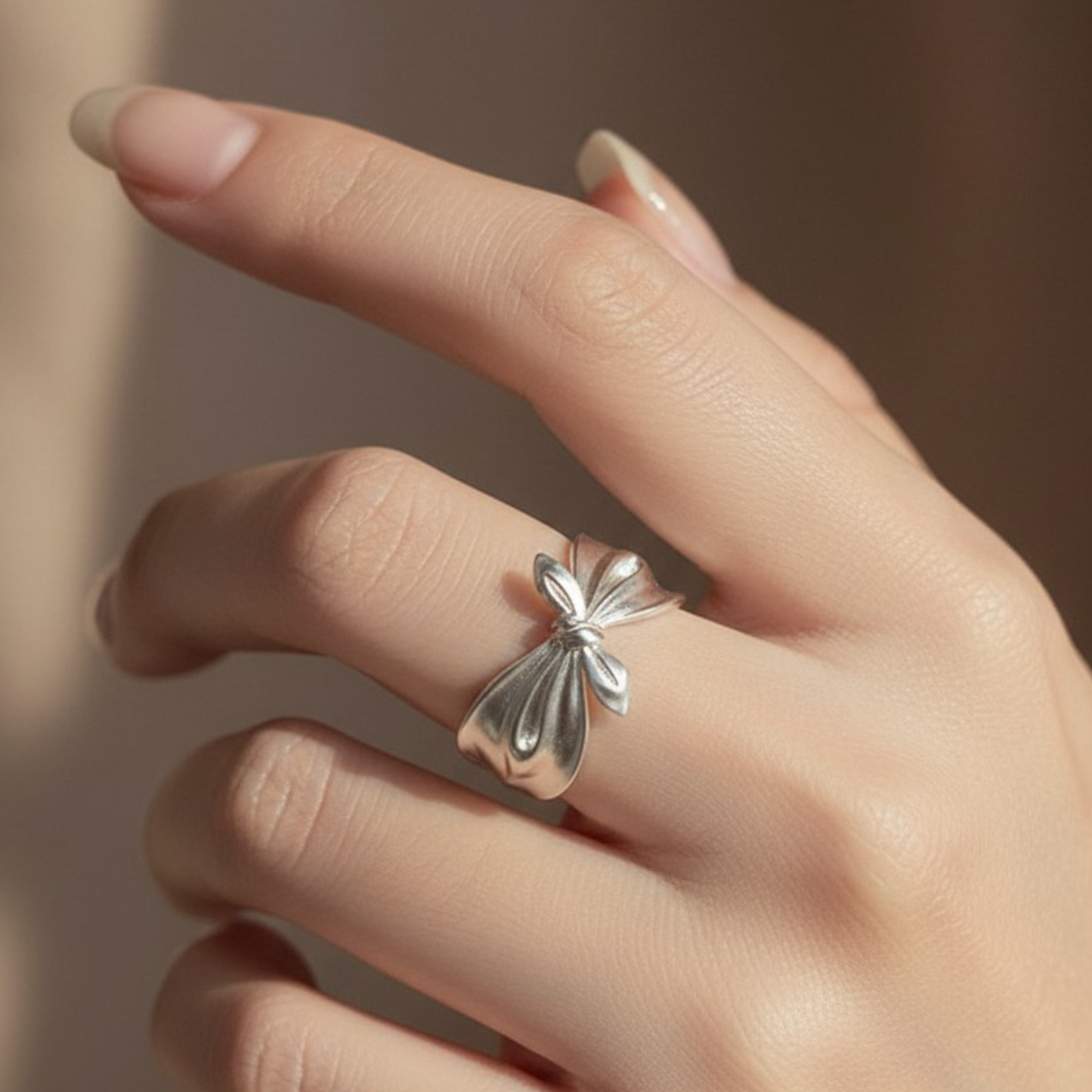 S925 Sterling Silver Bow Tie knot Luxurious Women Ring