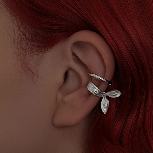 S925 Sterling Silver Matt Ear Cuff Tie a Knot
