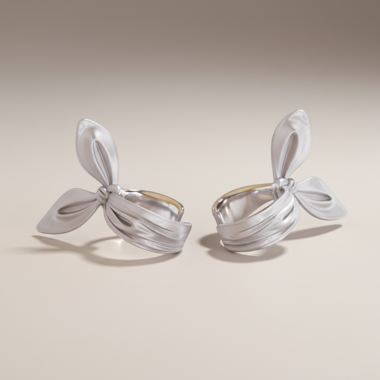 S925 Sterling Silver Matt Ear Cuff Tie a Knot