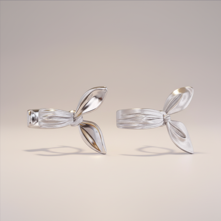 S925 Sterling Silver Matt Ear Cuff Tie a Knot