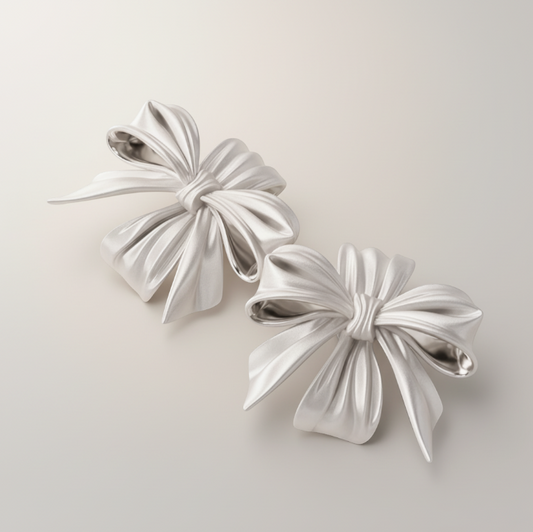 S925 Sterling Silver Minimalist Oversize Matt Bow Bowtie Stud Earrings