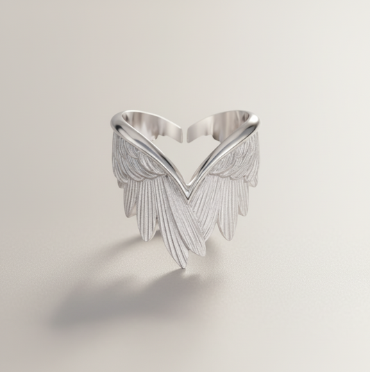 S925 Sterling Silver Wings Heart Ring