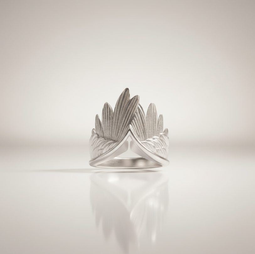 S925 Sterling Silver Wings Heart Ring