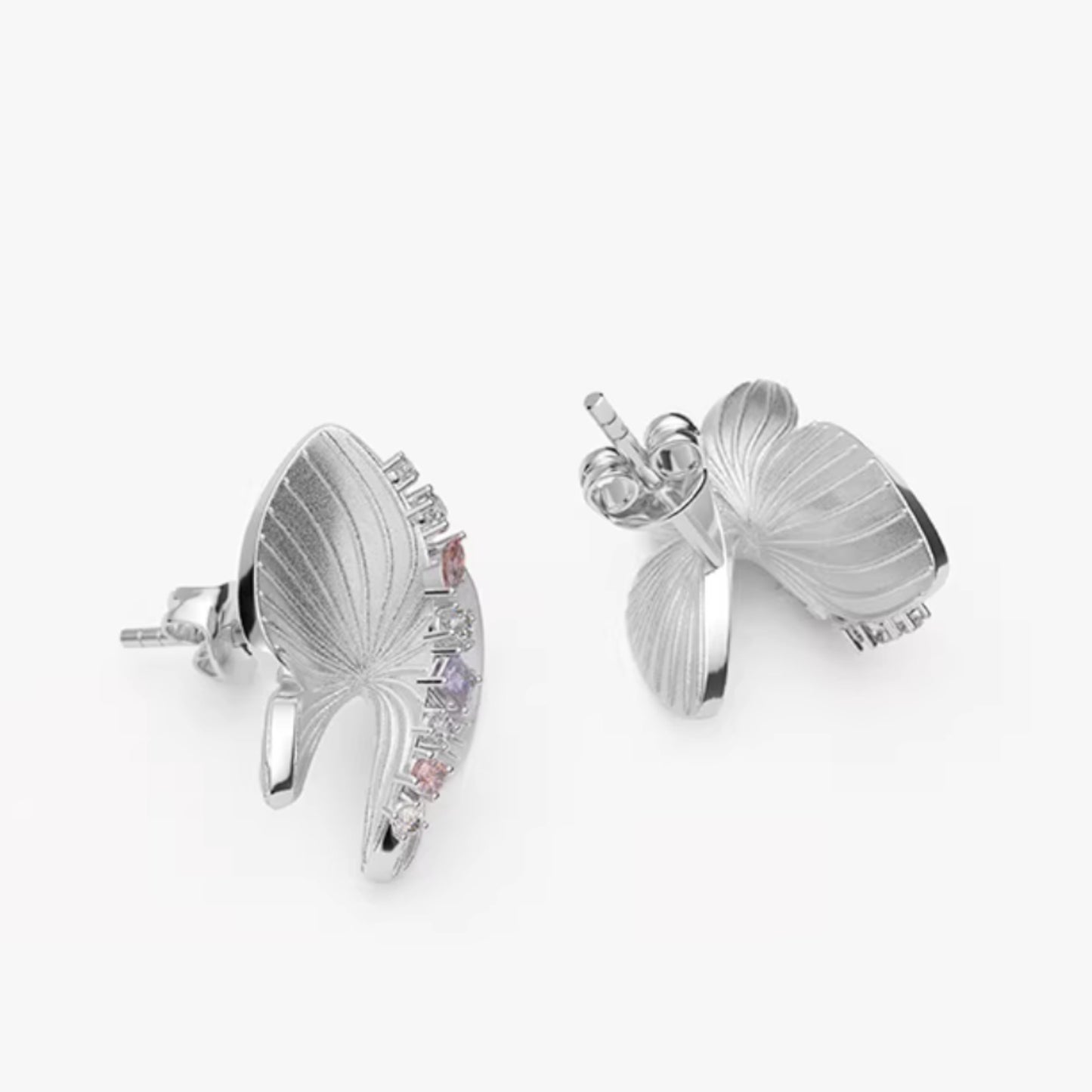 S925 Sterling Silver Zircon Butterfly Stud Earrings