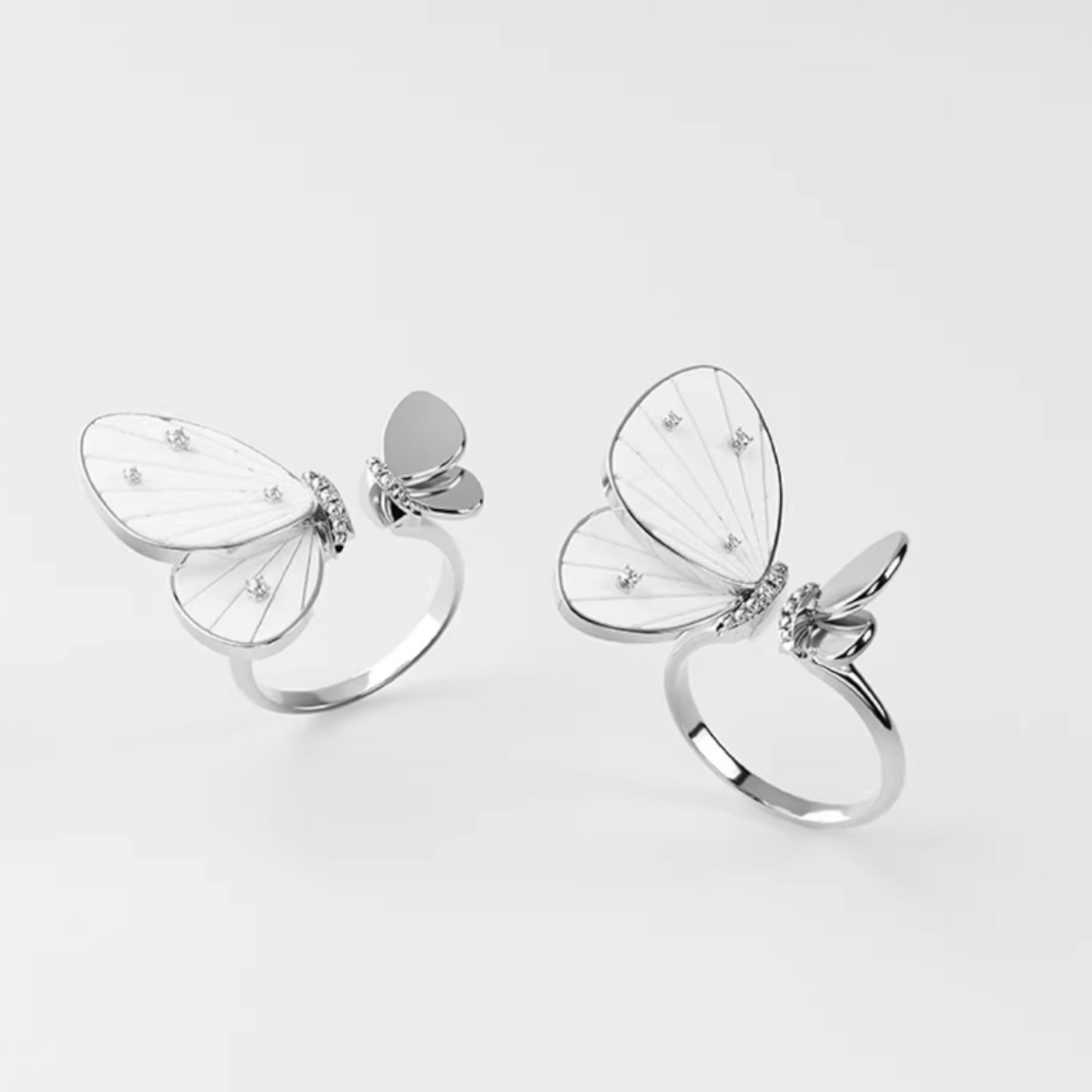 S925 Sterling Silver Moveable Wings Butterfly Ring