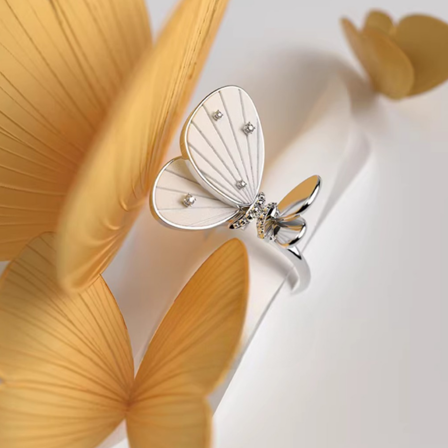 S925 Sterling Silver Moveable Wings Butterfly Ring