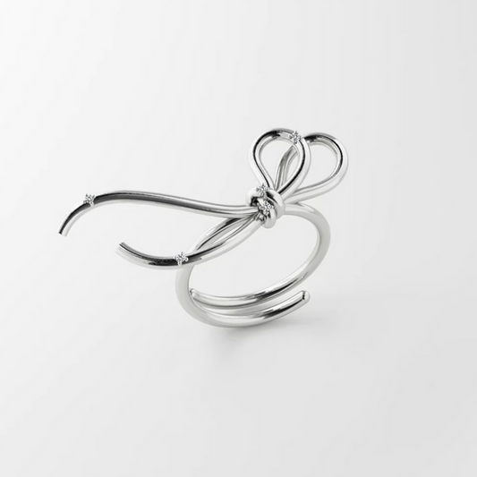 S925 Sterling Silver Tie the Know Bow Adjustable Ring