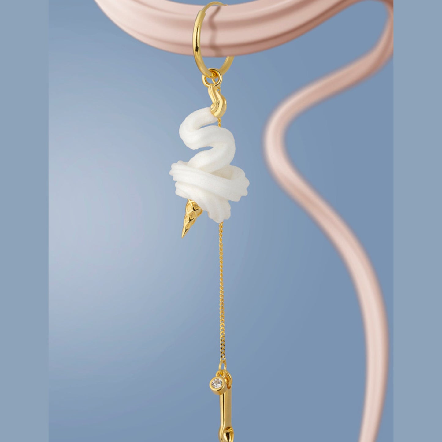 S925 Sterling Silver Ice Cream and Spoon Hoop Earring