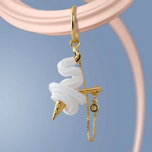 S925 Sterling Silver Ice Cream and Spoon Hoop Earring