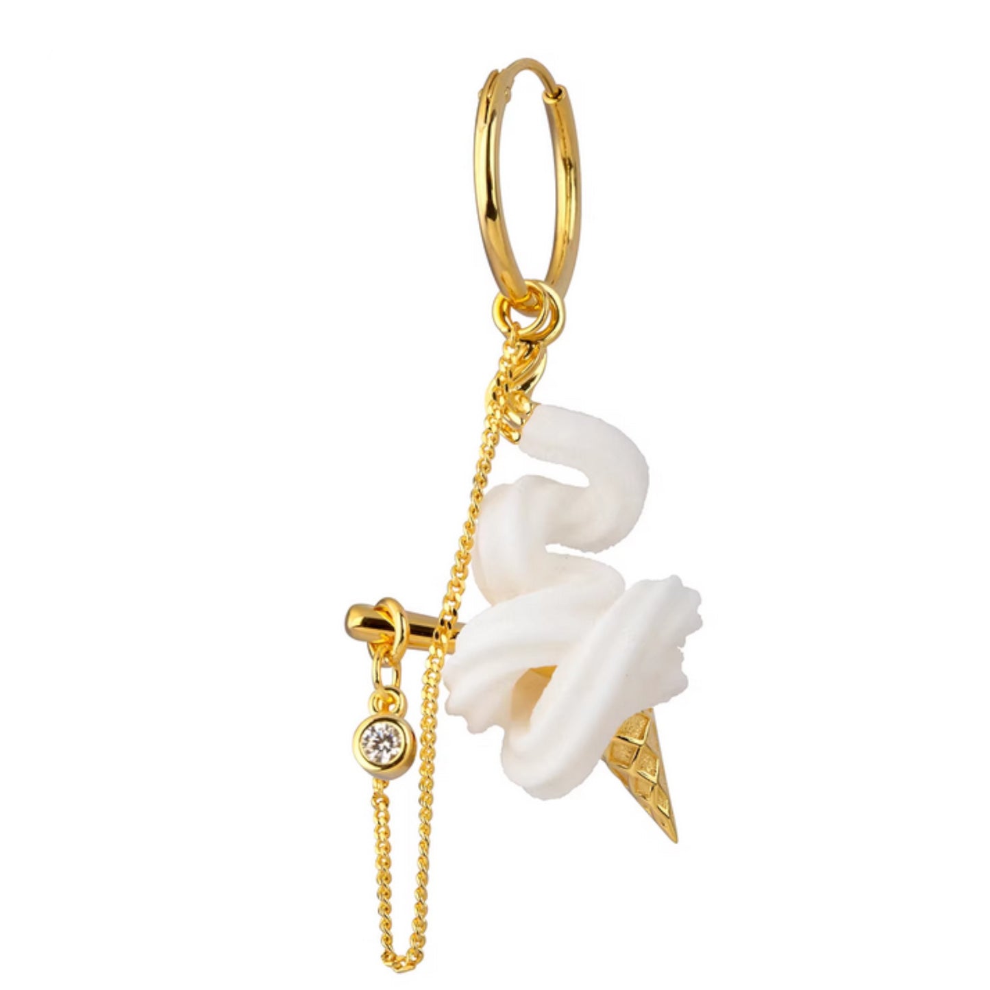S925 Sterling Silver Ice Cream and Spoon Hoop Earring