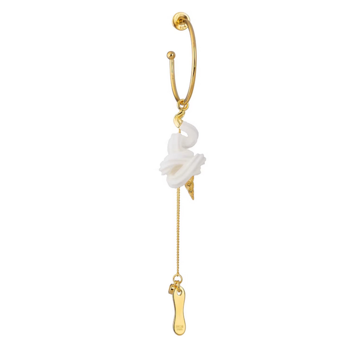 S925 Sterling Silver Ice Cream and Spoon Hoop Earring
