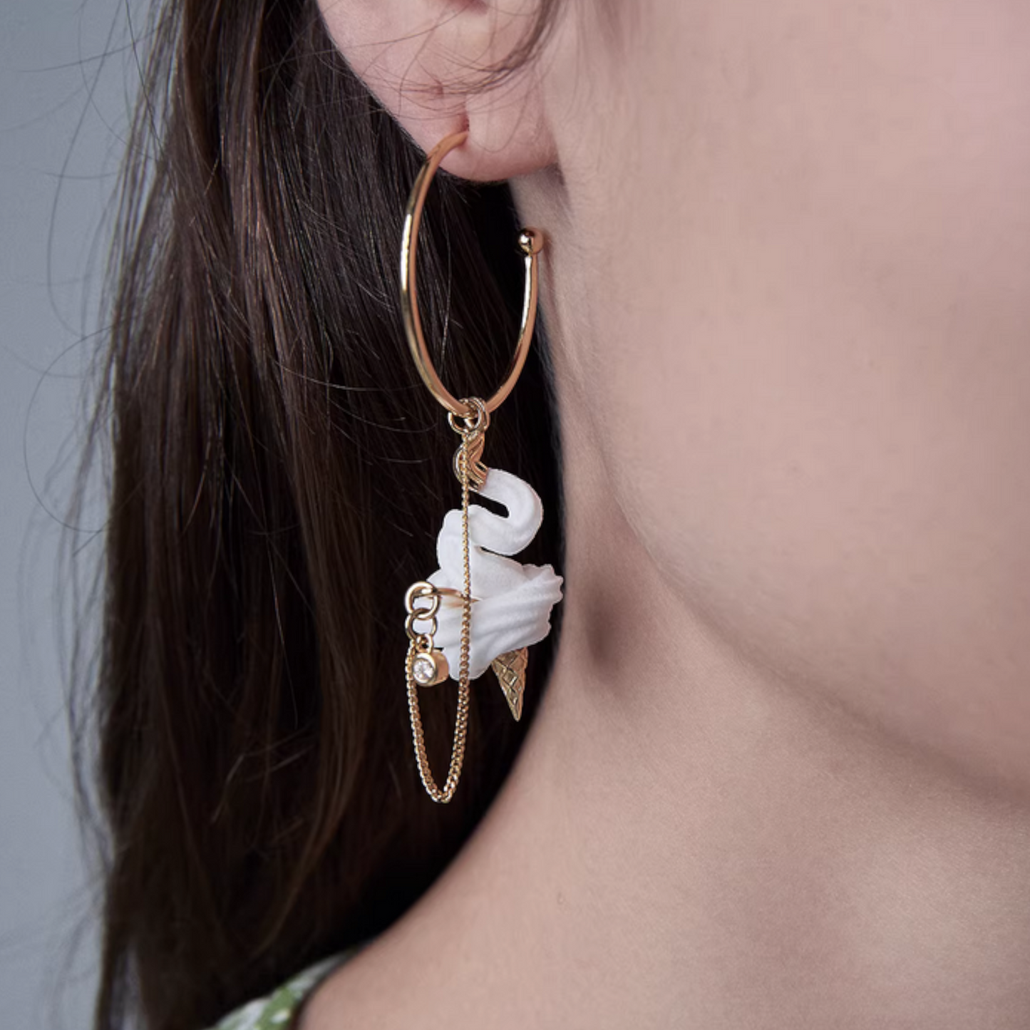 S925 Sterling Silver Ice Cream and Spoon Hoop Earring
