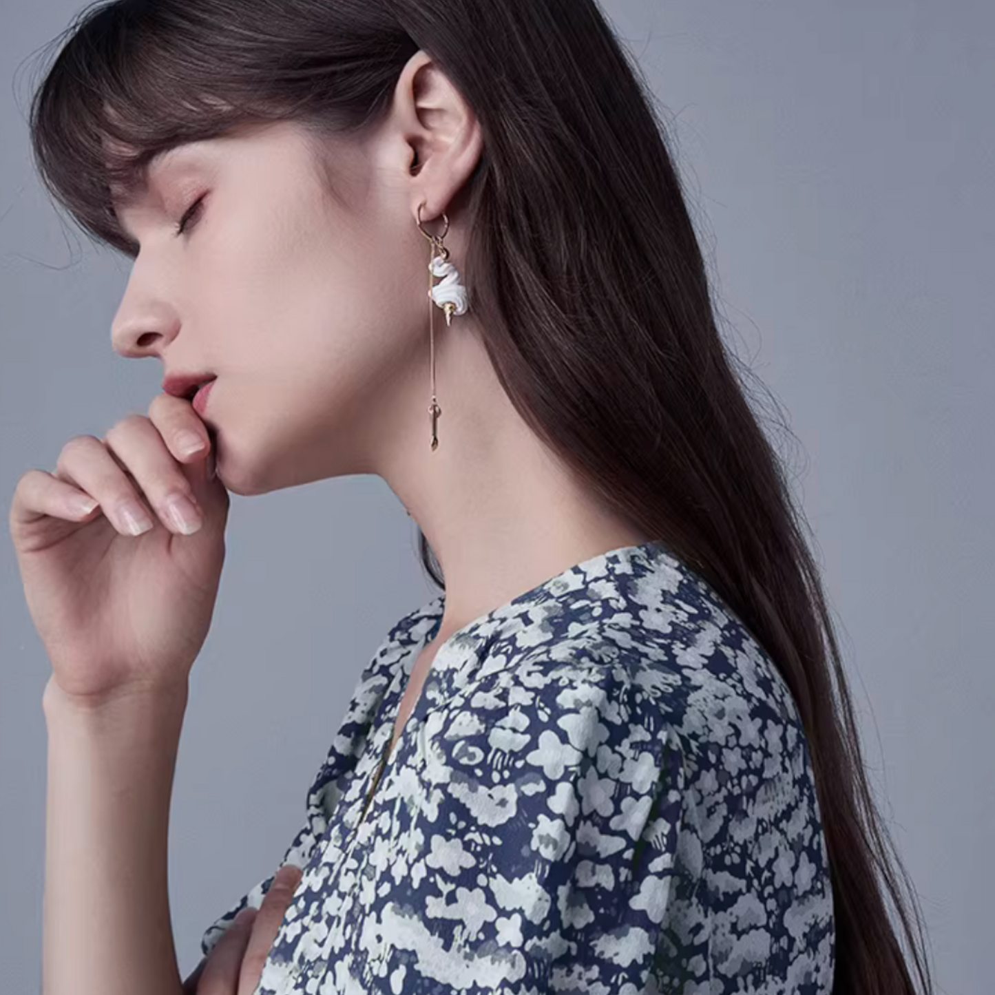 S925 Sterling Silver Ice Cream and Spoon Hoop Earring