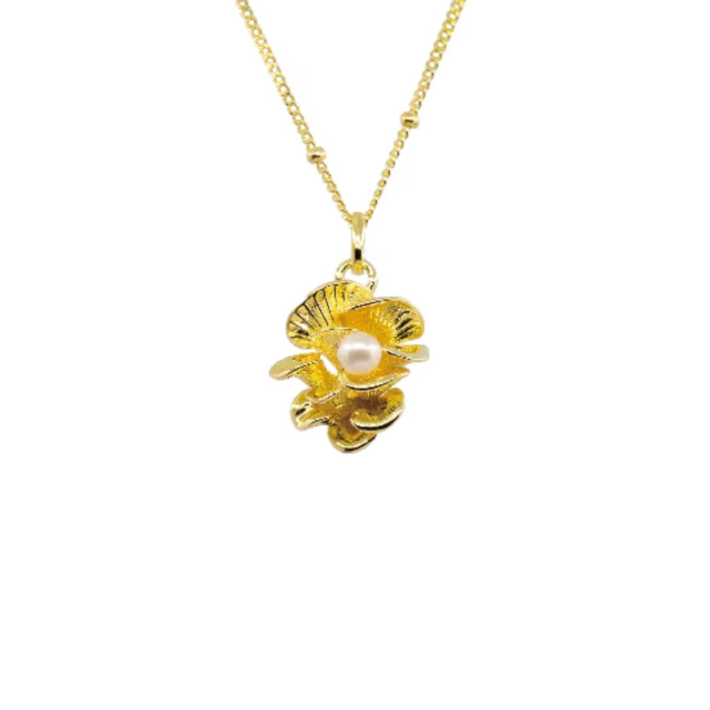 S925 Sterling Silver Pearl Mushroom Pendant Necklace