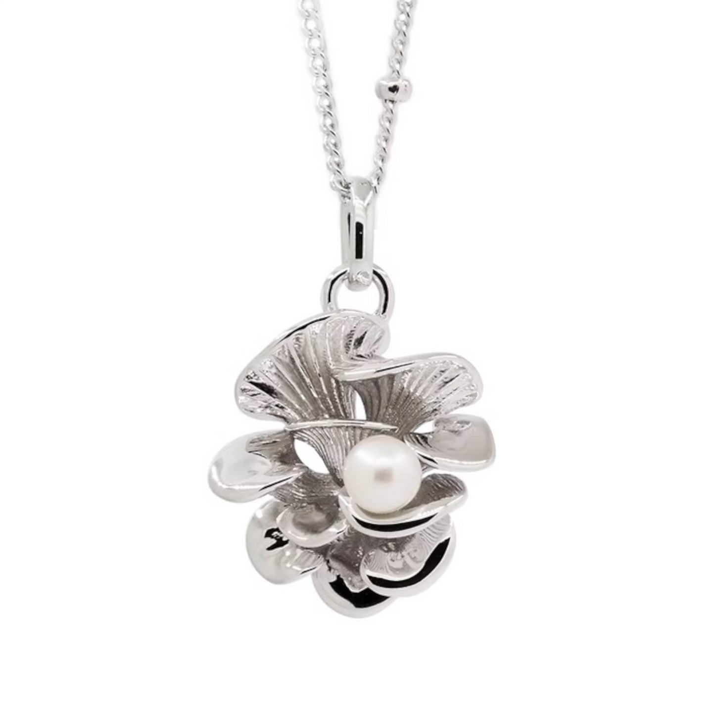 S925 Sterling Silver Pearl Mushroom Pendant Necklace