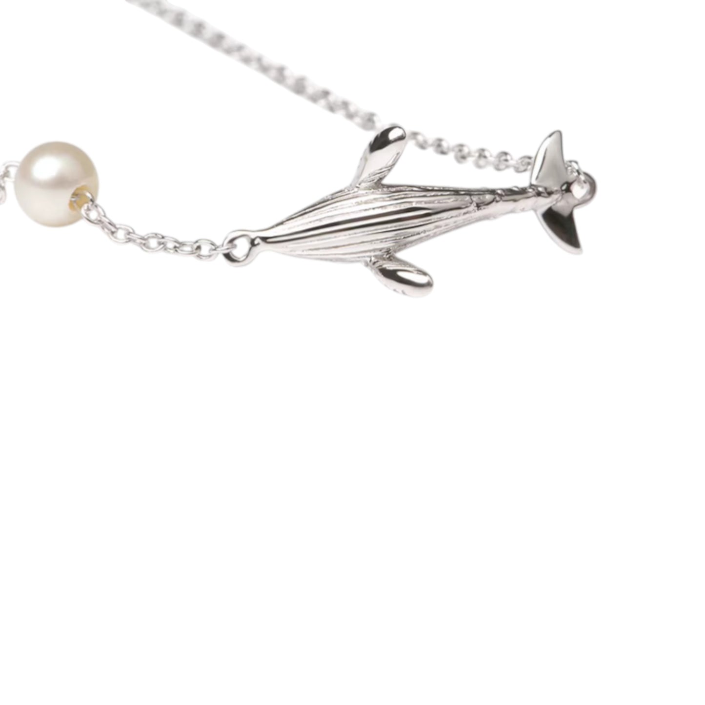 S925 Sterling Silver Flying Bird and Whale Charm Necklace