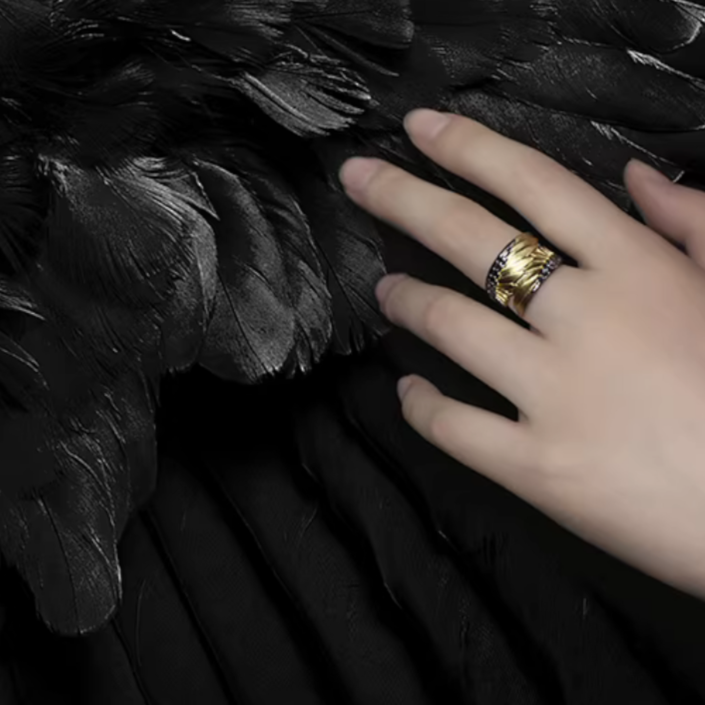 S925 Sterling Silver Feather Wings Ring