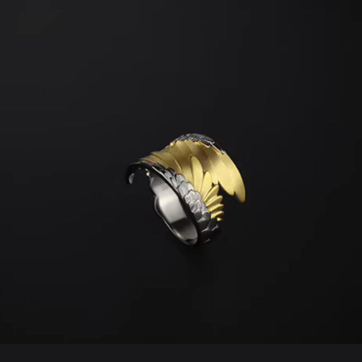 S925 Sterling Silver Feather Wings Ring