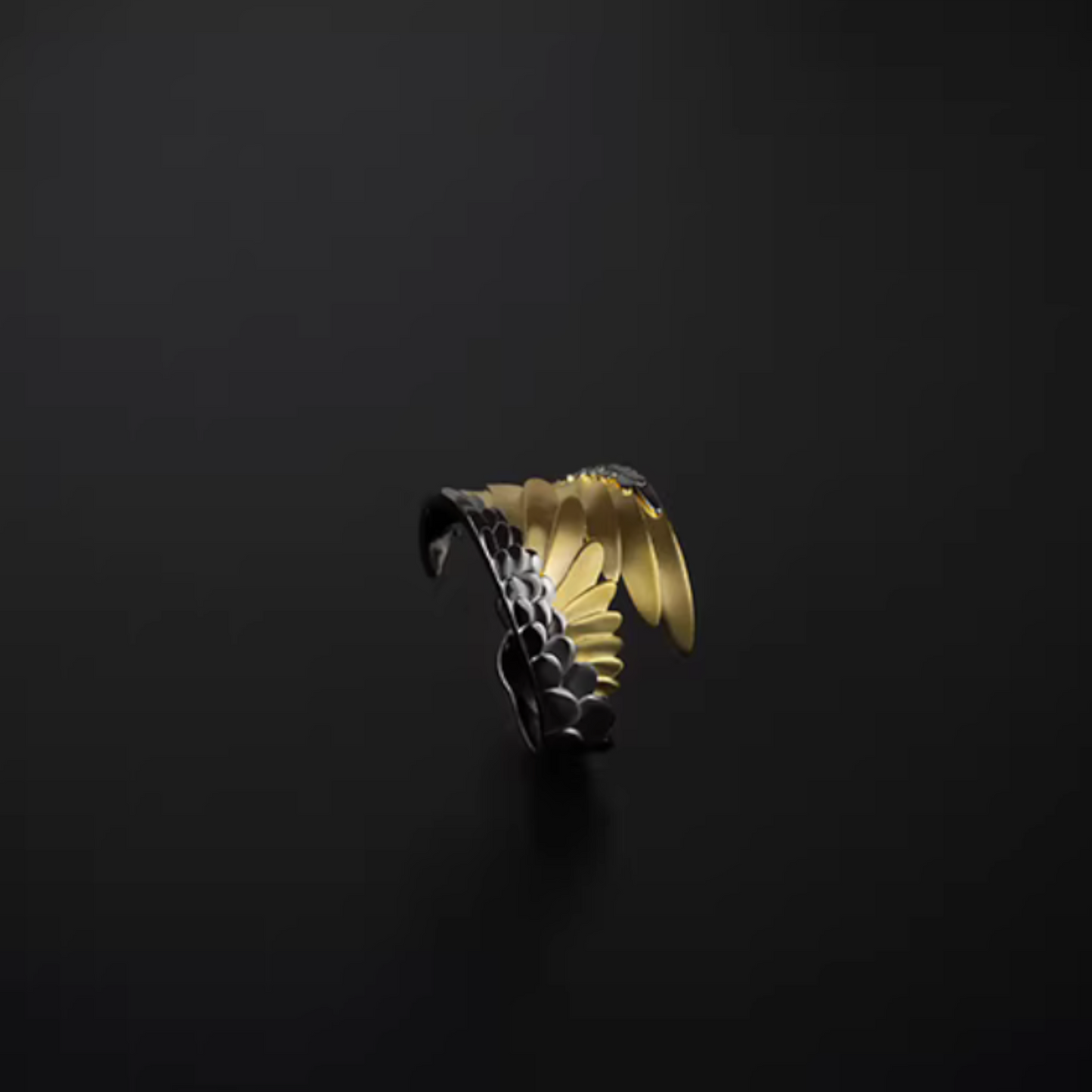 S925 Sterling Silver Feather Wings Ring
