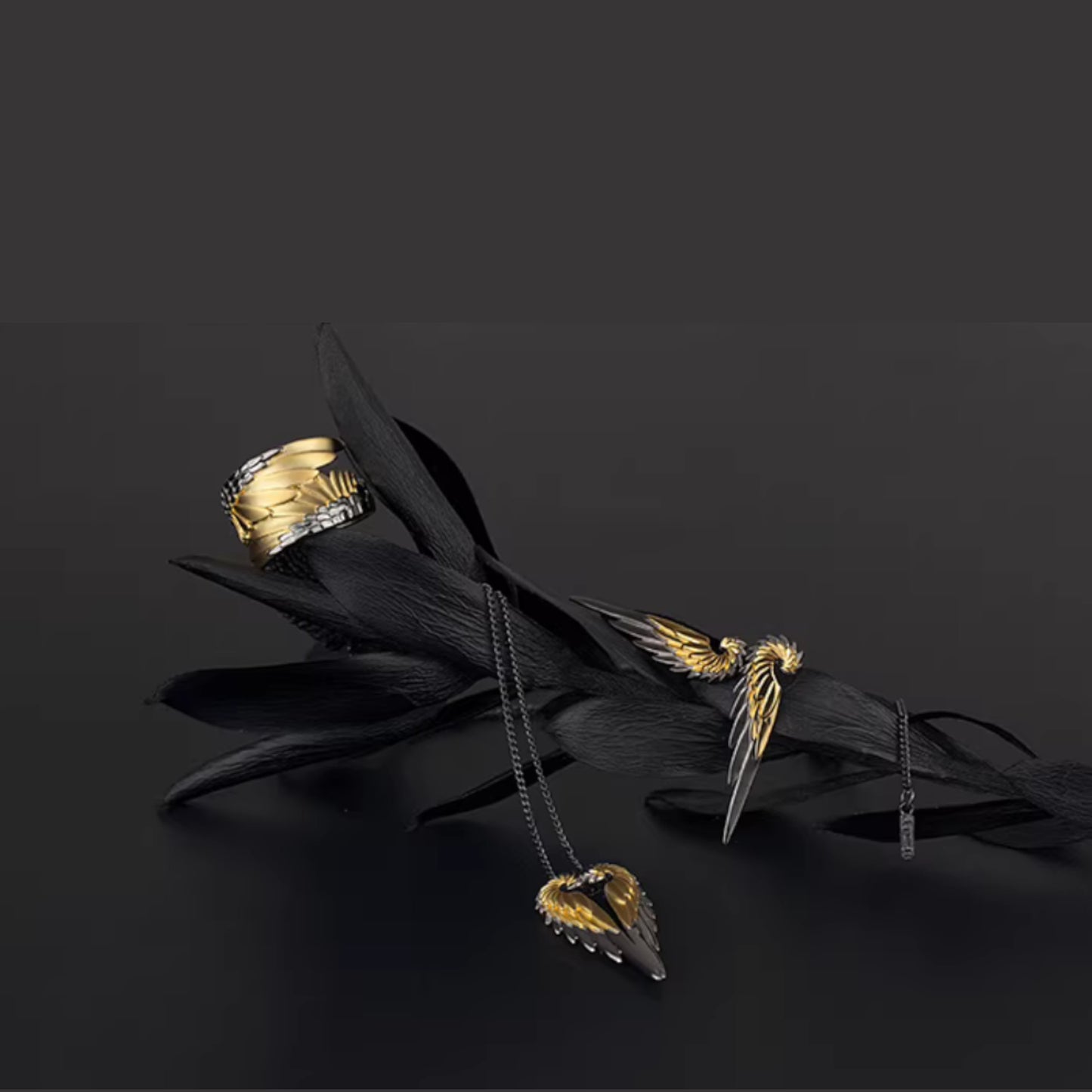 S925 Sterling Silver Feather Wings Ring