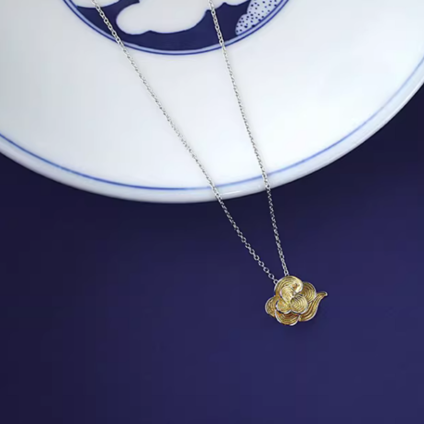 S925 Sterling Silver Lucky Asian Style Cloud Pendant Necklace