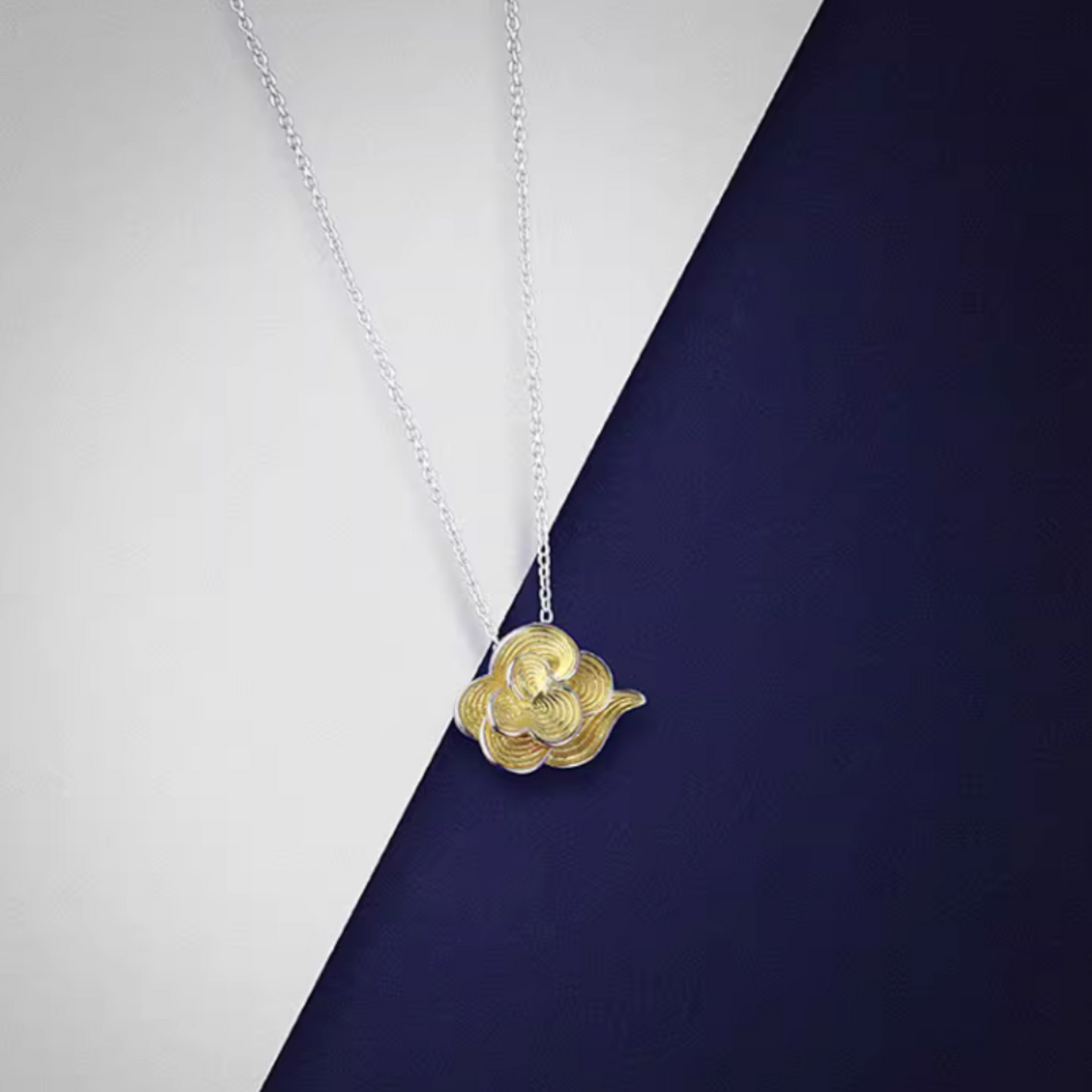 S925 Sterling Silver Lucky Asian Style Cloud Pendant Necklace