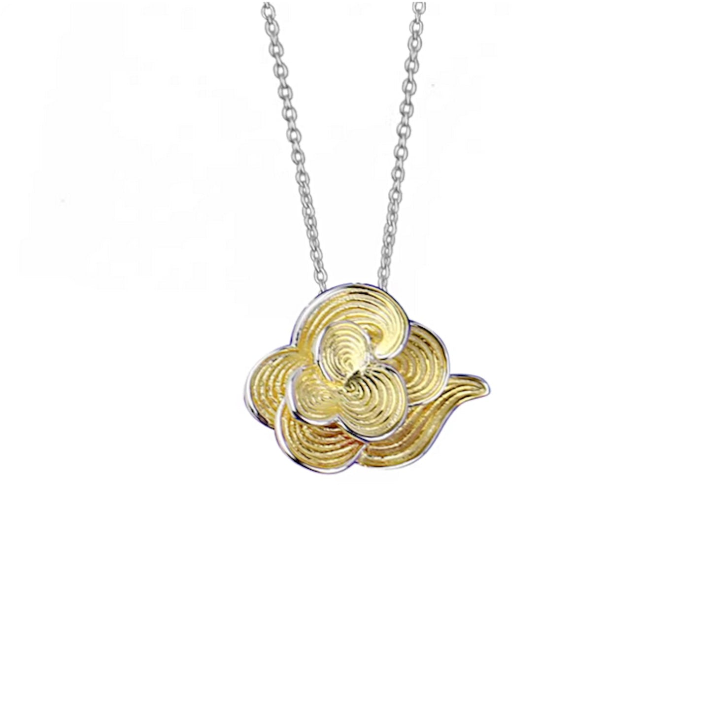 S925 Sterling Silver Lucky Asian Style Cloud Pendant Necklace