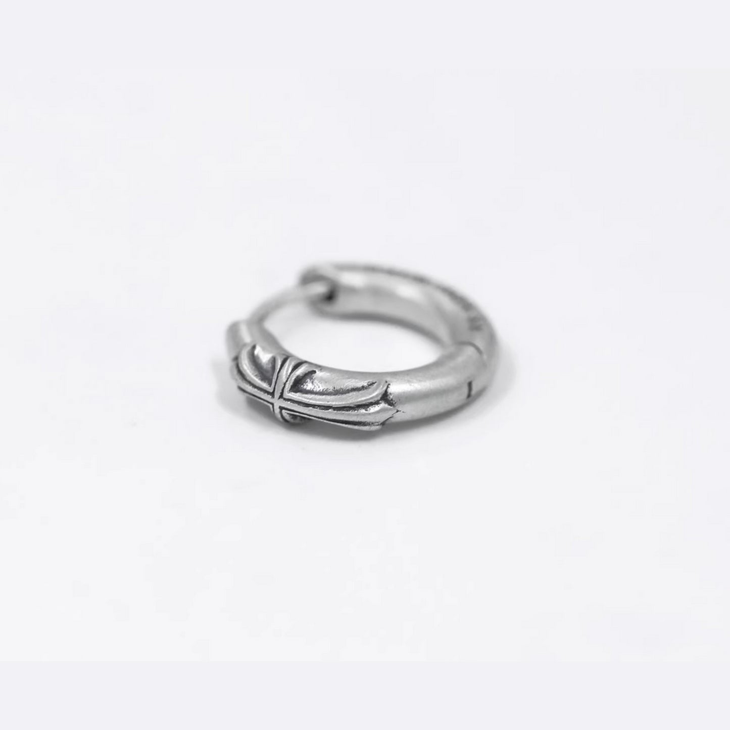 S925 Sterling Silver Solid Vintage Retro Cross Hoop Unisex Earring