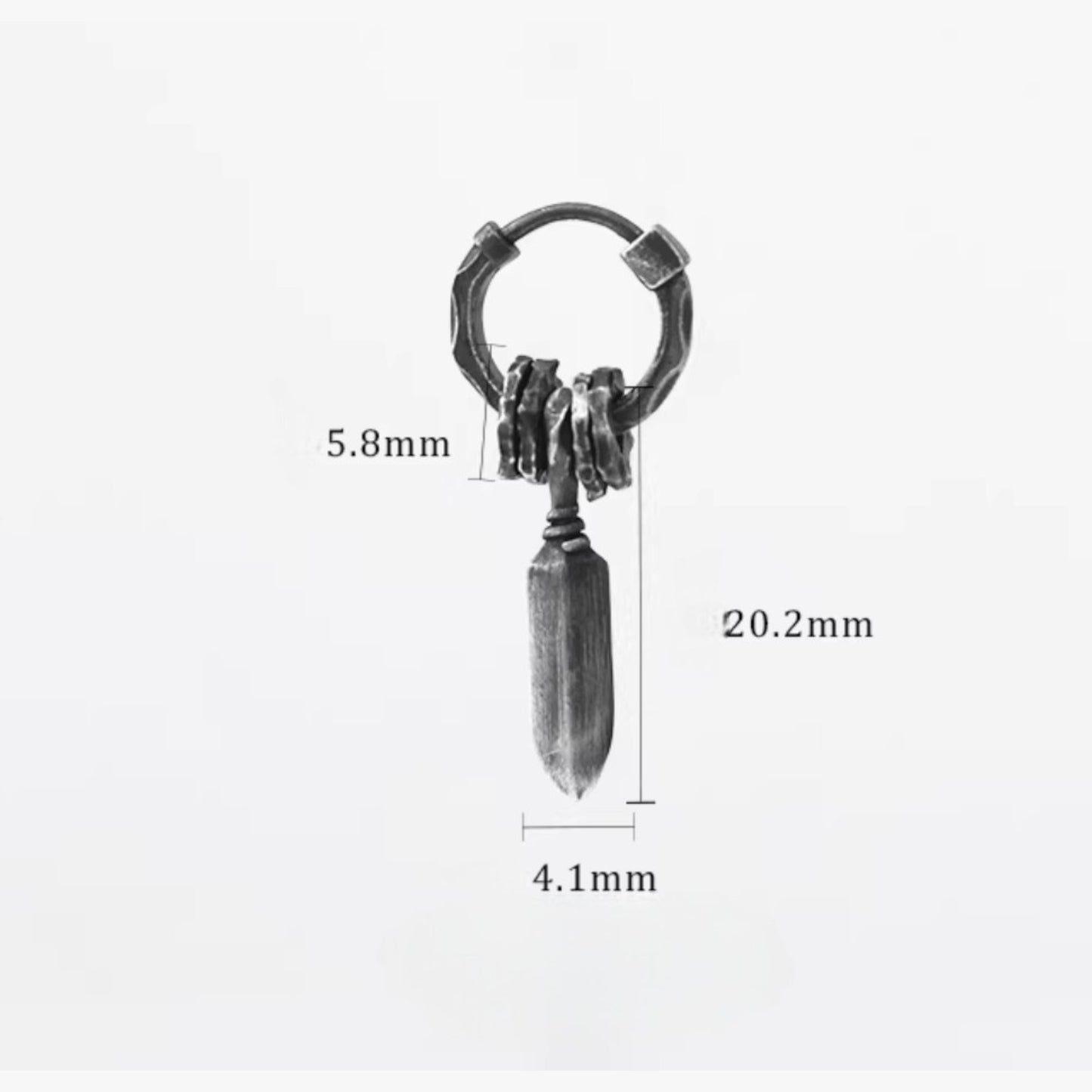 S999 Fine Silver Vintage Retro The Sword of Damocles Unisex Hoop Earrings