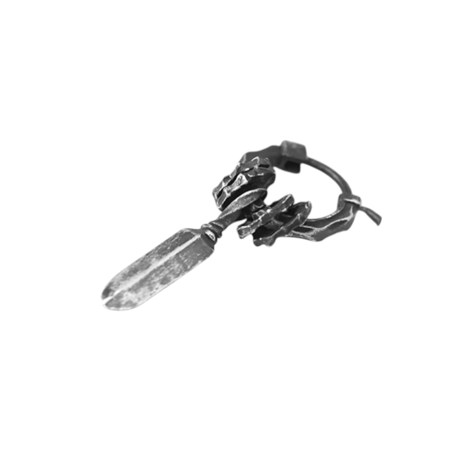 S999 Fine Silver Vintage Retro The Sword of Damocles Unisex Hoop Earrings