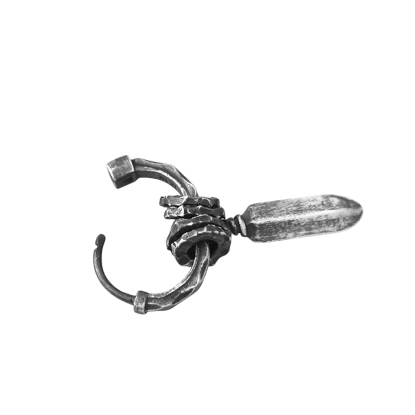 S999 Fine Silver Vintage Retro The Sword of Damocles Unisex Hoop Earrings
