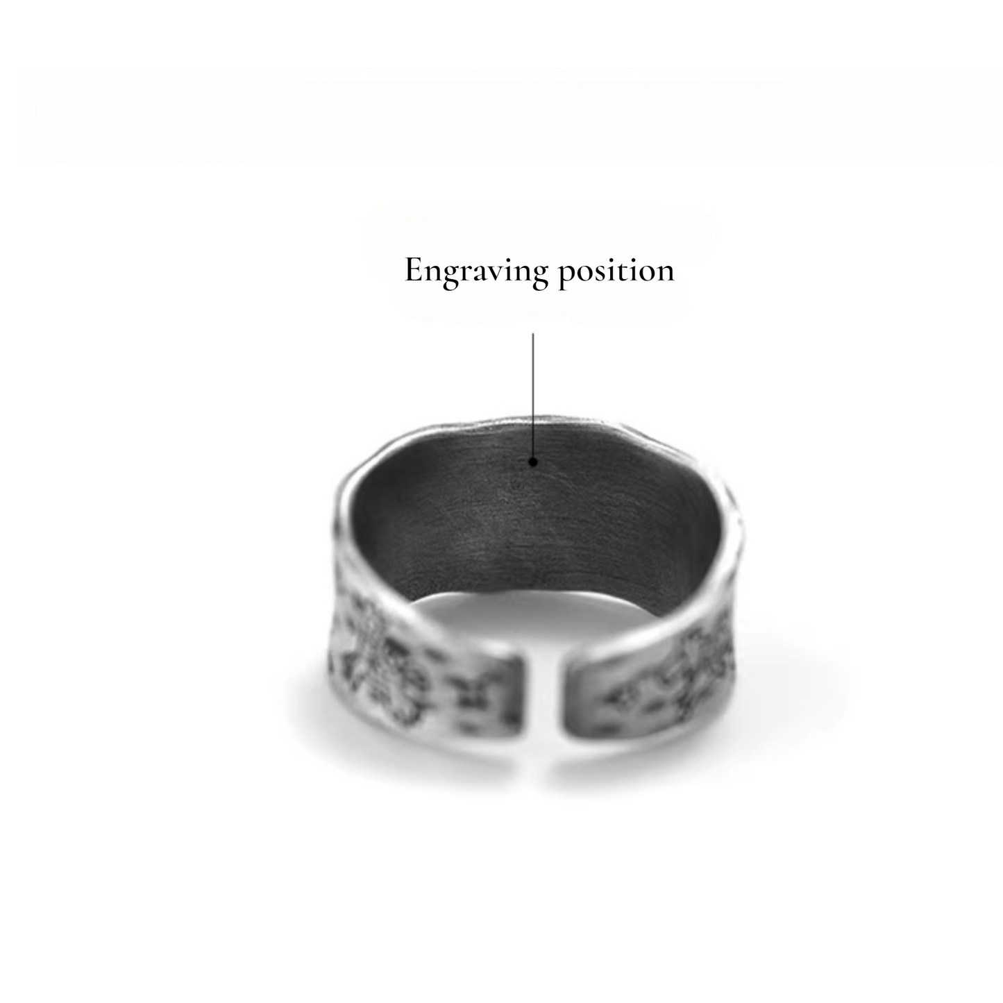 S999 Fine Silver Vintage Retro Graffiti Year of the Horse Fun Zodiac Band Ring Unisex