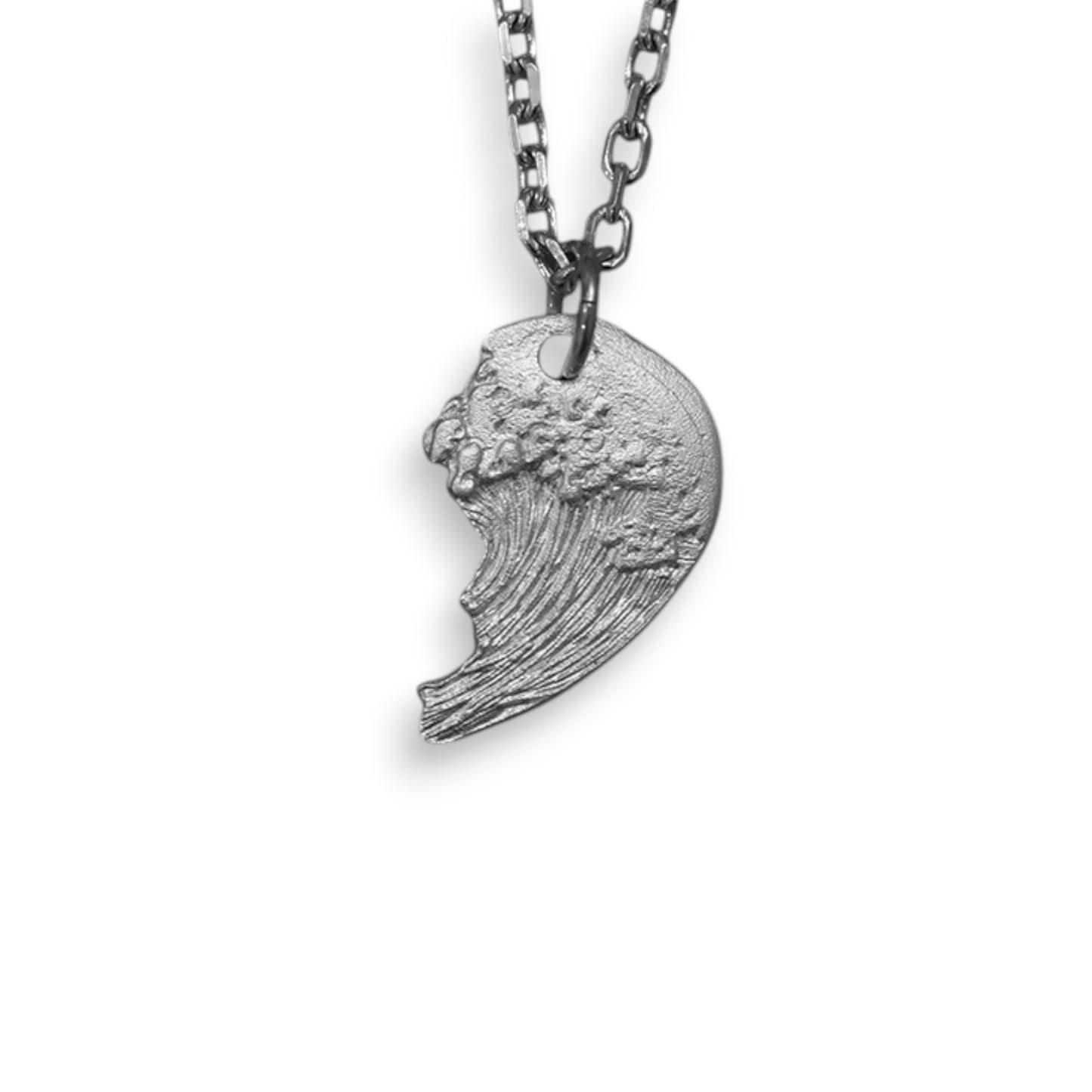 S999 Fine Silver Couple Heart Mountain and Ocean Pendant Necklace