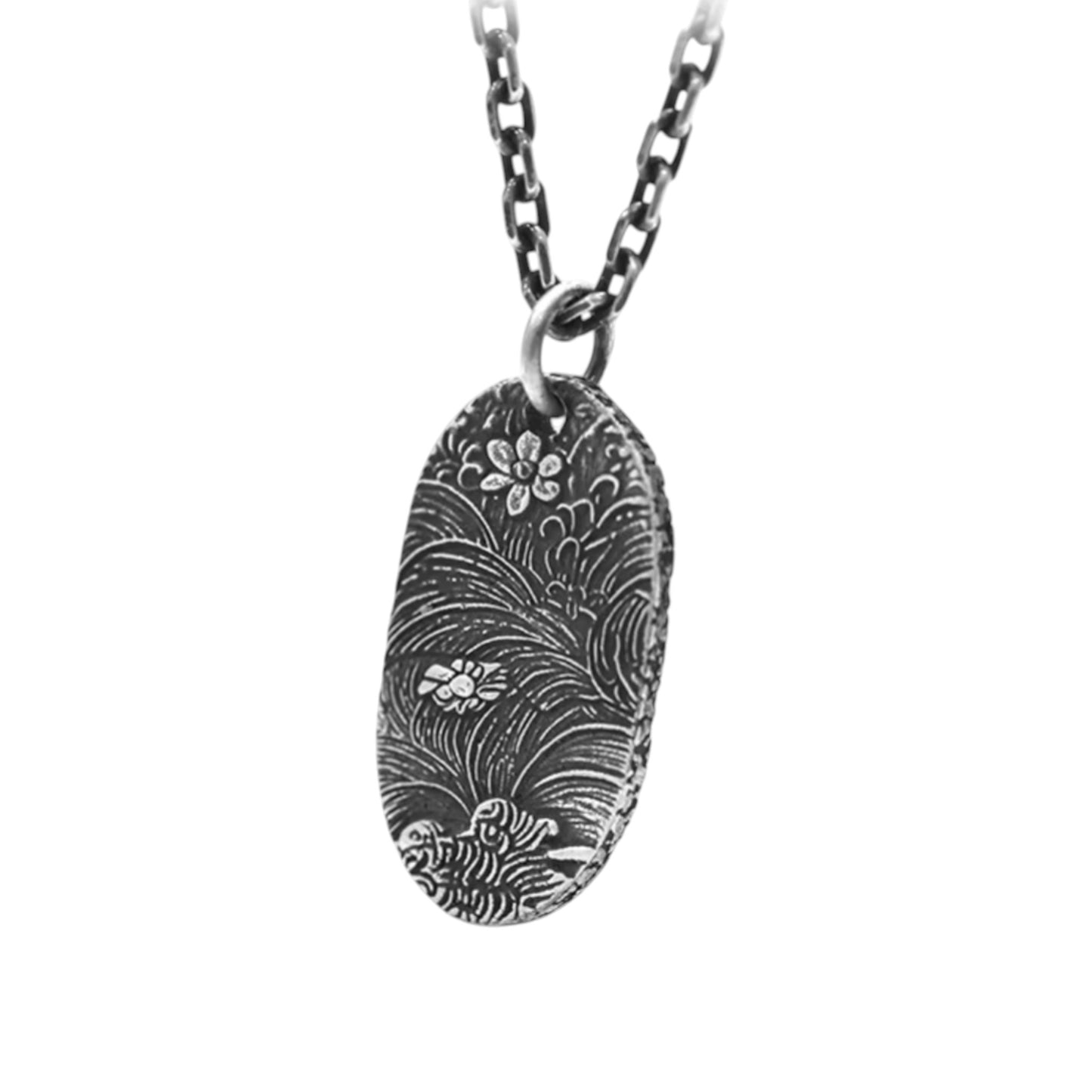 S999 Fine Silver Unisex Landscape Pendant Necklace